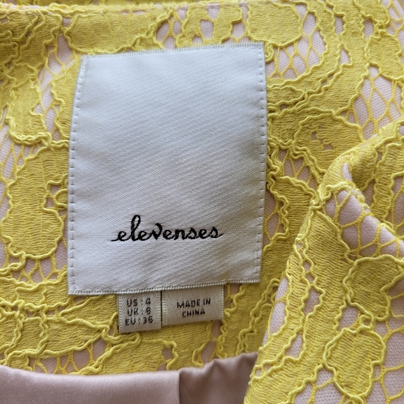 Anthropologie Yellow Lace Jacket Size 4 - Picture 9 of 10